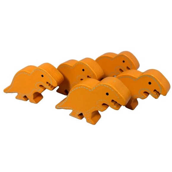 Kids Wooden Tyrannosaurus Rex and Stegosaurus Dinosaur Tic-Tac-Toe Game - Picture 3 of 5